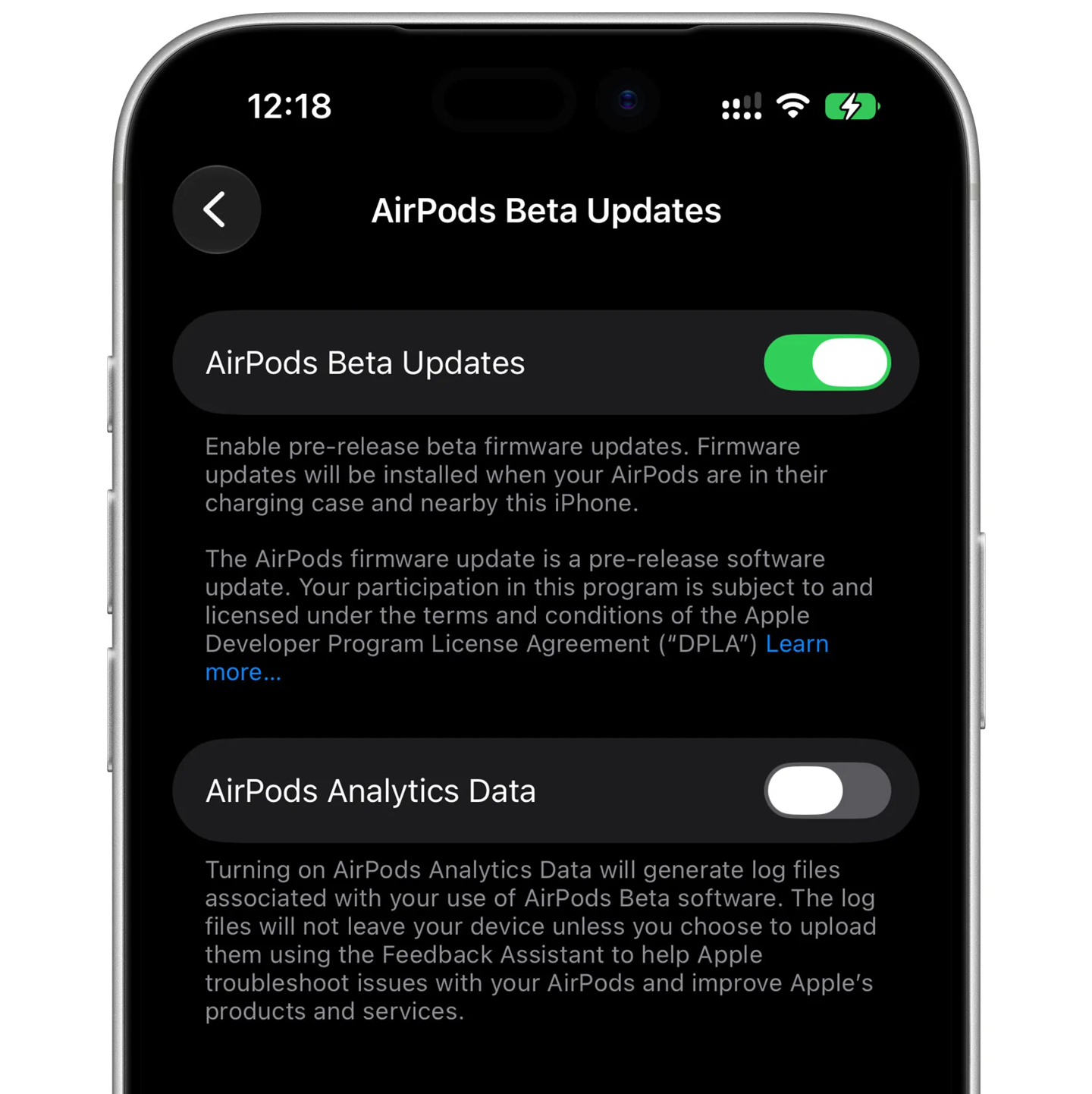 AirPods Max 2 beta firmware toggle